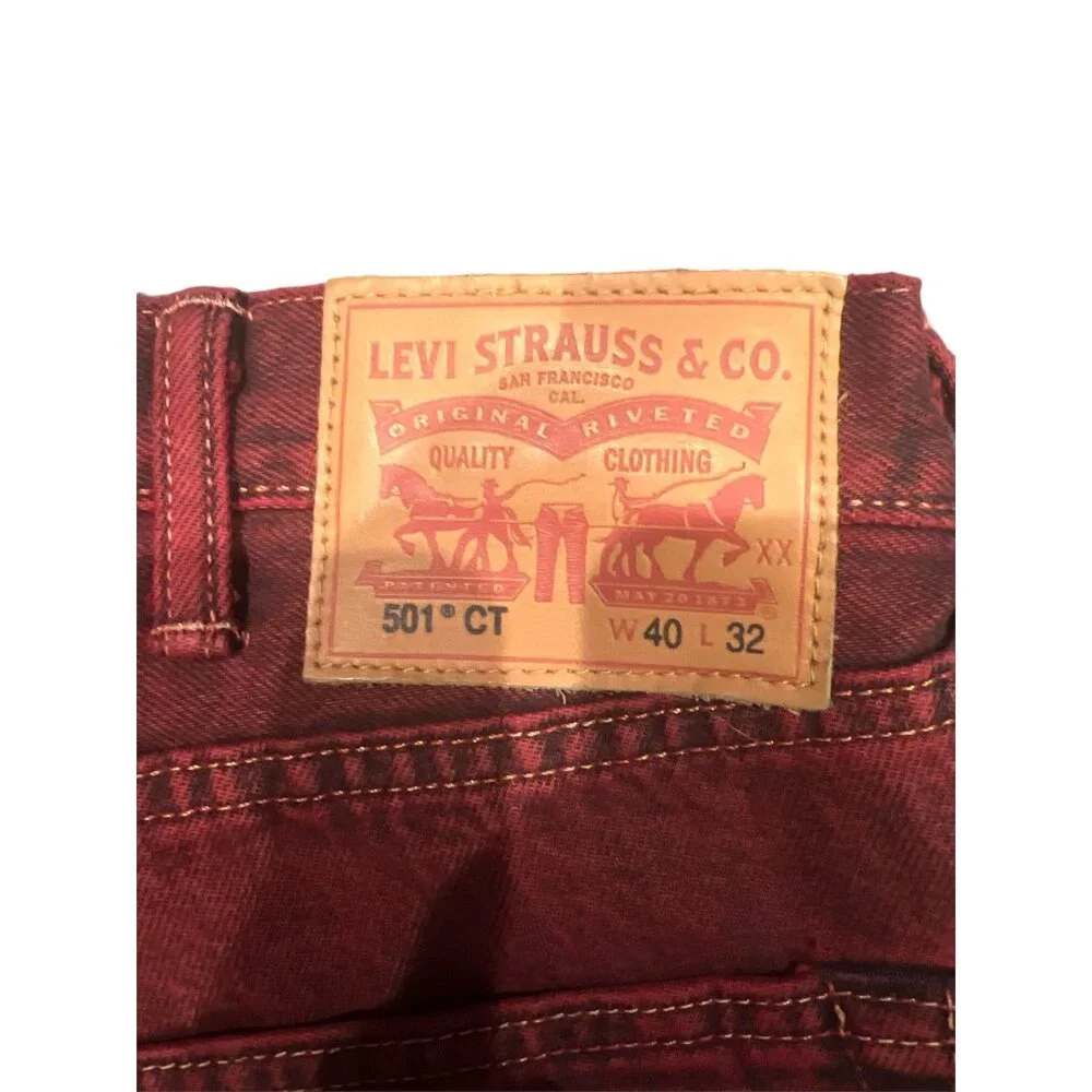 LEVI’S Men’s 501 CT Custom Tapered W40 L32 Button Fly Red‎ Denim, Colored Denim